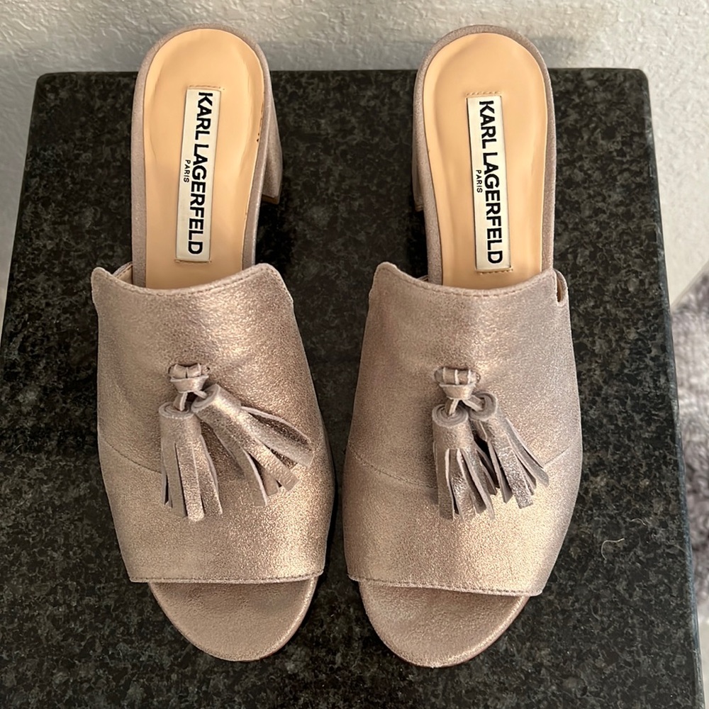 Karl Lagerfeld Paris Silver Mules